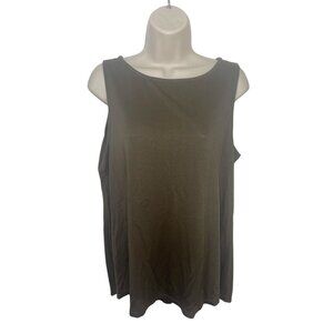 BOBEAU Women's Size Medium Olive Green Sleeveless Blouse READ